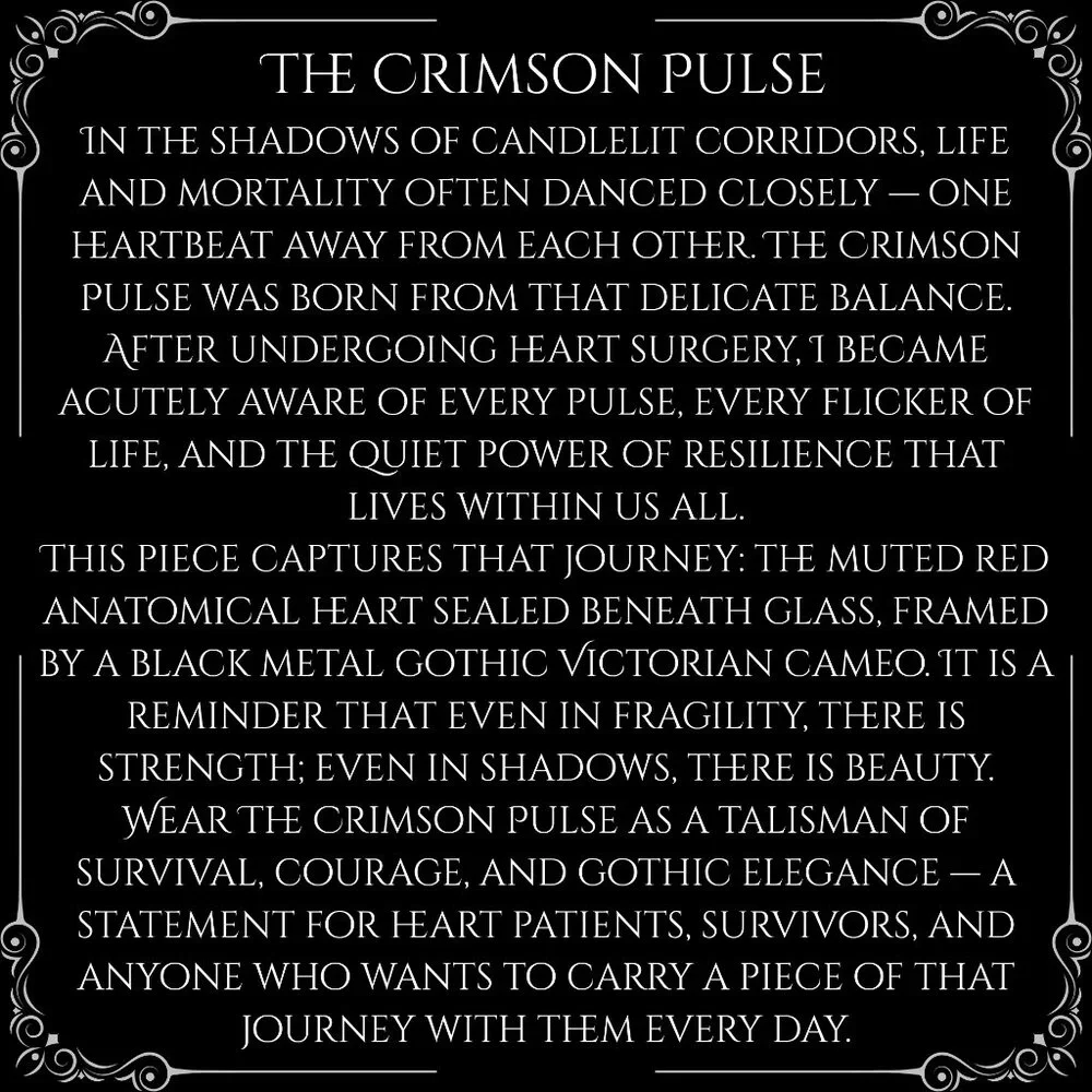 The Crimson Pulse Gothic Victorian Anatomical Heart Earrings Black Metal Cameo